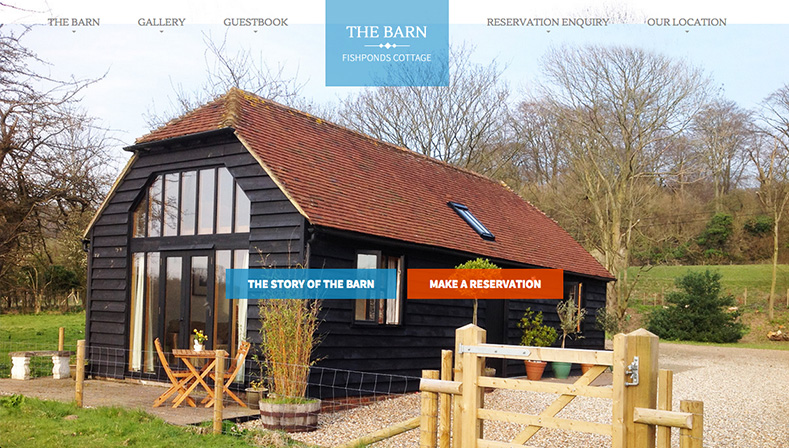 Initial view of The Barn at Fishponds home page