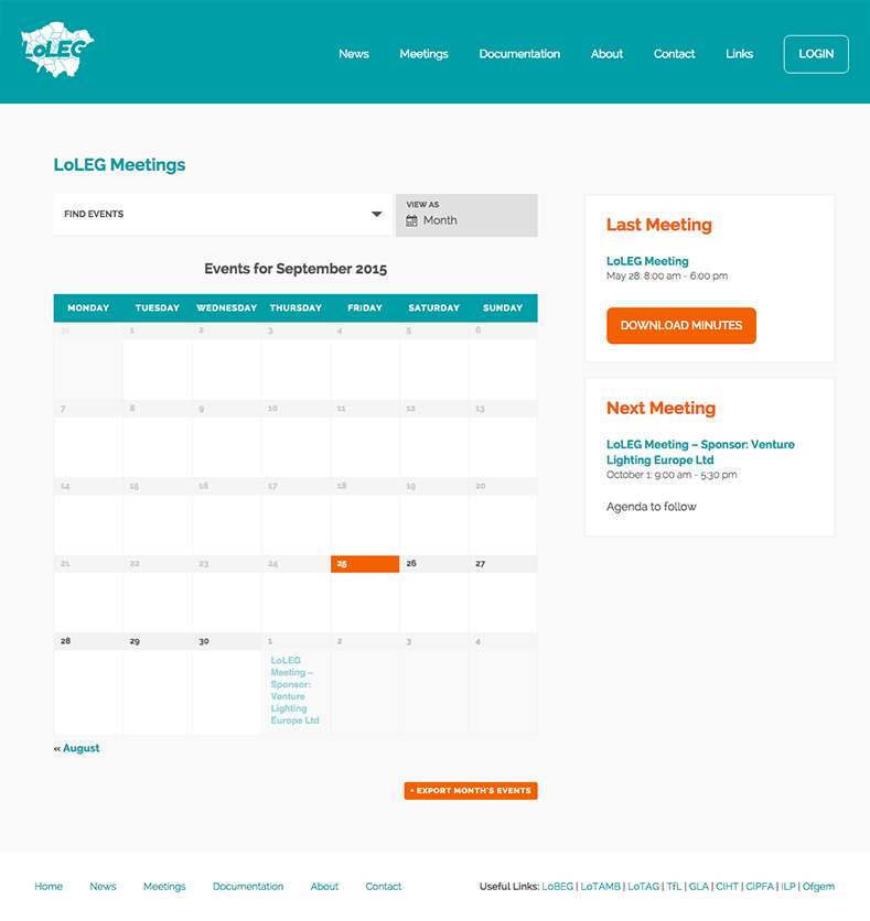 LoLEG events calendar app