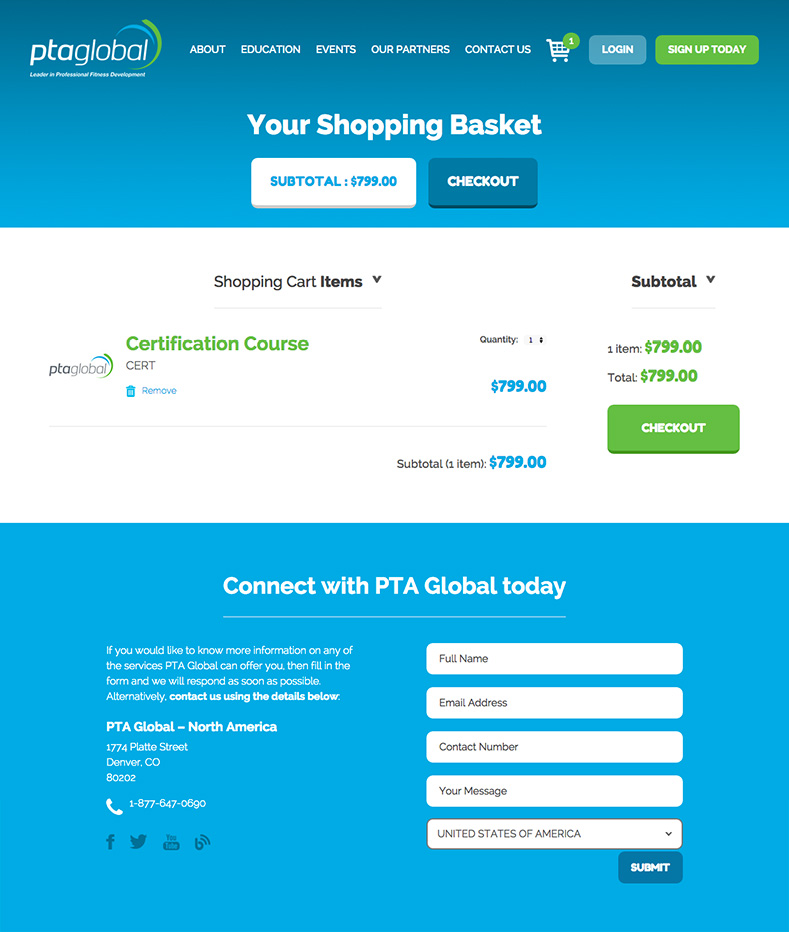 PTA Global shopping basket example